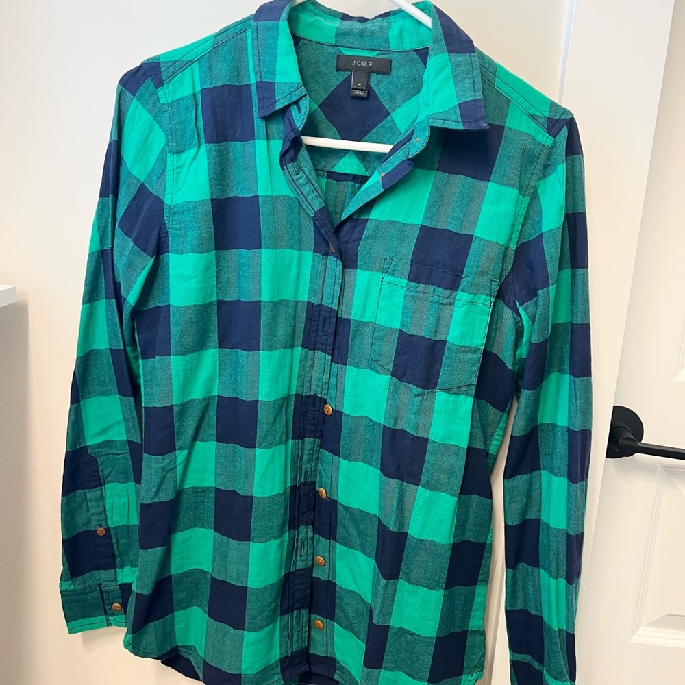 J. Crew Green Plaid Shirt